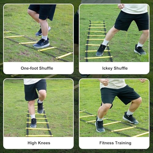 Training Ladder for Footwork Universal Portable Fitness Equipment | Soccer Practice Ladder for Athletes Track and Field Hockey Tennis Badminton - size: 6 meters