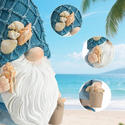 Beach Gnomes Statues,Ocean Gnomes,Nautical Themes Decoration,Beach, Gnome Carrying a Bucket - color: Carrying Bucket of Shells