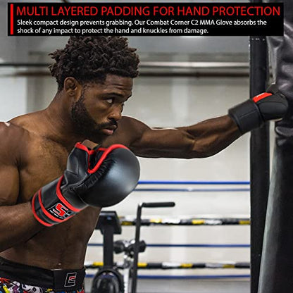 Combat Corner C2 MMA Training Gloves for Men and Women - Kickboxing, Muay Thai, MMA Sparring Training Gloves