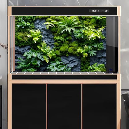 Rock Wall Reptile Habitat Background Greenery-Infused Room Vertical Moss Wall Terrarium Background Nature's Embrace Tropical Green Plants Fish Tank Background Moss Wall Aquarium Background 48x18in - color: Green, size: 48(W)x18(H)in