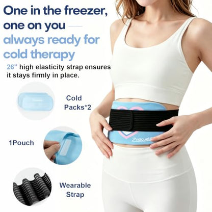 Gel Ice Packs for Injuries Reusable 2 Packs Hot Cold Gel Wrap with Strap - color: Blue-2 Pack-medium