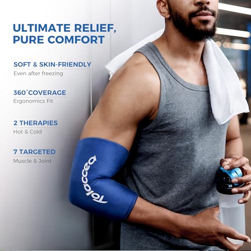 Elbow & Knee Ice Pack, Reusable Gel Cold Therapy Compression Sleeve Wrap | Leak-Resistant Stitching, Soft Flexible Gel, Hot & Cold Therapy for Tendonitis, Hands-Free Wear, Muscle Recovery - color: Blue, size: Medium