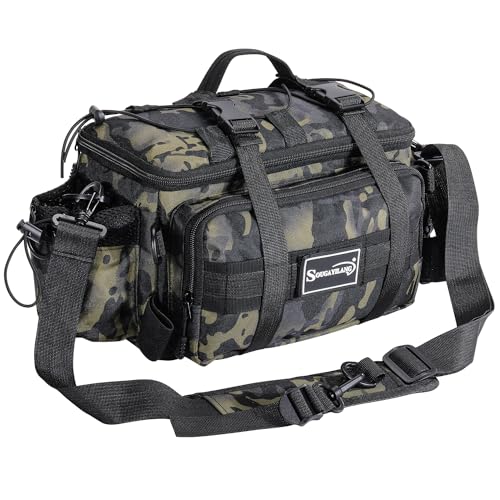 Sougayilang Fishing Tackle Bags - Fishing Tackle Storage Bags for Saltwater or Freshwater Fishing Gear - Padded Shoulder Strap - Tackle Box Bag Fishing Bag(Green) - color: Green without a 3600 Tackle Tray