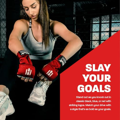 Hawk Padded Inner Gloves Training Gel Elastic Hand Wraps for Boxing Gloves Quick Wraps Men & Women Kickboxing Muay Thai MMA Bandages Fist Knuckle Wrist Wrap Protector Handwraps (Pair) - color: Red