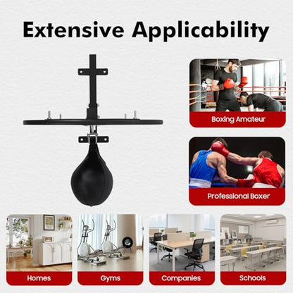 Speed Bag Platform Kit, Professional Wall-Mounted Speed Bag Platform Kit with PU Punching Ball, Adjustable Height Heavy Duty Boxing Training Equipment for Home Gym Office - color: Black