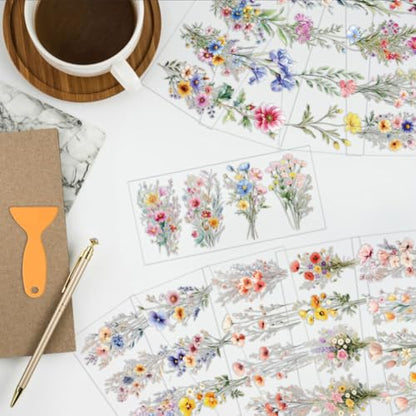 arricraft 10 Pcs Flower Theme Cup Printing UV Transfer Papers, 10 Styles Watercolor Wildflower PVC DIY Heat Transfer Stickers for 16 OZ Glass Cups Crafts 9.5x4.3inch - style: Flower Theme