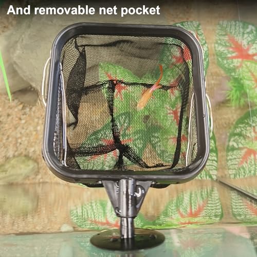 Fish Tank Net with Telescopic Stainless Steel Handle Deeper Mesh Bag Fish Net Square Fish Tank Net for Shrimp Baby Fish Food Residue Debris White - color: White