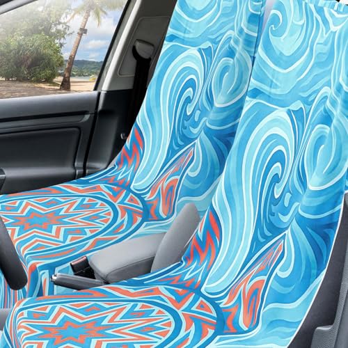 Hahafelt 2 Pack Car Seat Towel Cover with Storage Bag, Colorful Sea Turtle - style: Colorful Sea Turtle
