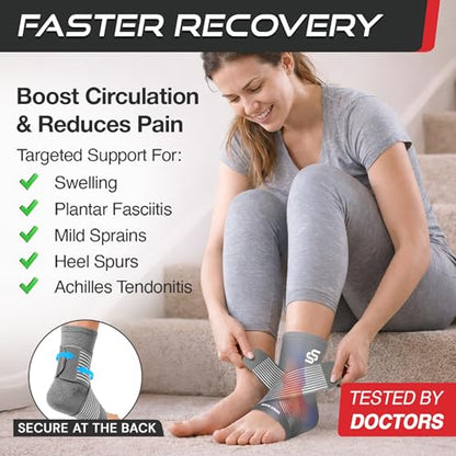 Sleeve Stars Ankle Brace Men & Women Support (Single/M:10"-12"/Gray) - color: Gray, size: Medium