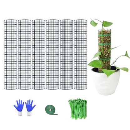 6 Pack Metal Moss Pole, 15" Moss Poles for Plants Monstera, Stackable Sphagnum Moss Pole for Climbing Plants (6 Pack 15") - color: 6 Pack 15"