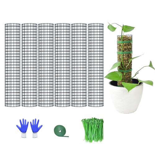 6 Pack Metal Moss Pole, 15" Moss Poles for Plants Monstera, Stackable Sphagnum Moss Pole for Climbing Plants (6 Pack 15") - color: 6 Pack 15"