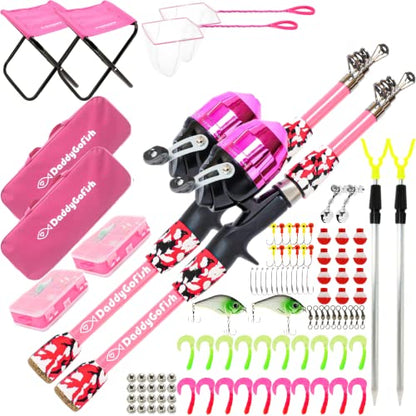 Kids Fishing Pole - Rod Reel Combo Tackle Box Starter Set - First Year Small Dock Gear Kit for Boys Girls Toddler Youth Age Beginner Little Children Junior Anglers