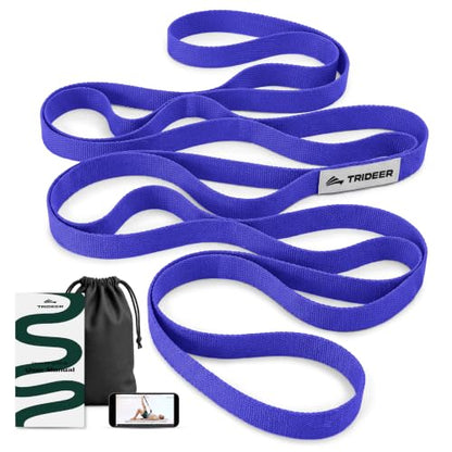 Trideer Stretching Strap with Loops for Physical Therapy,Non-Elastic - color: Deep Blue