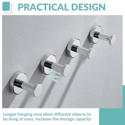 APLusee Polished Chrome Robe Towel Hooks for Bathroom, 4 Pack, Wall Mounted - color: Polished Chrome, size: 4 Pack