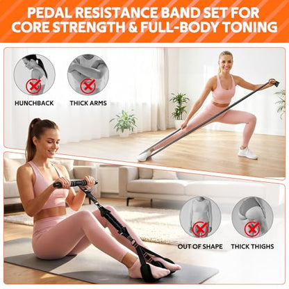 2026 Upgraded Pedal Resistance Bands with Handles - color: Grey