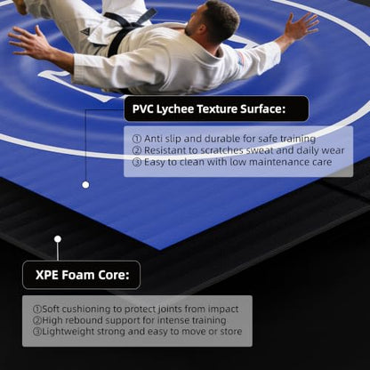 Wrestling Mat for Home Training BJJ MMA Jiu Jitsu Roll Up Mat - color: Blue, size: 8FTx8FTx1.25inch