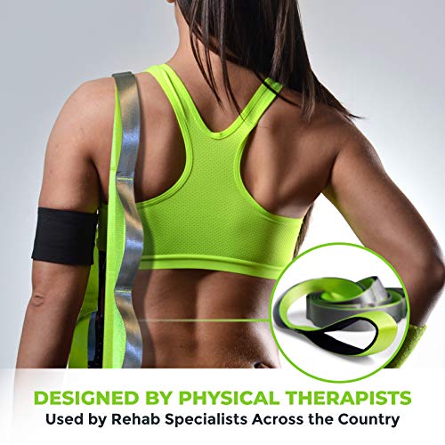 Stretching Strap for Physical Therapy, 12 Multi-Loop Stretch Strap 1.5" W x 8' L, Neoprene Handles, Physical Therapy Equipment, Yoga Straps for Stretching, Leg Stretcher. - color: Green/Grey