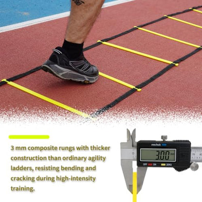 20ft Adjustable Agility Ladder with Carry Bag | Speed Ladder for Football Soccer Basketball Training Equipment , Footwork Drills, Speed Training, 2 Pack