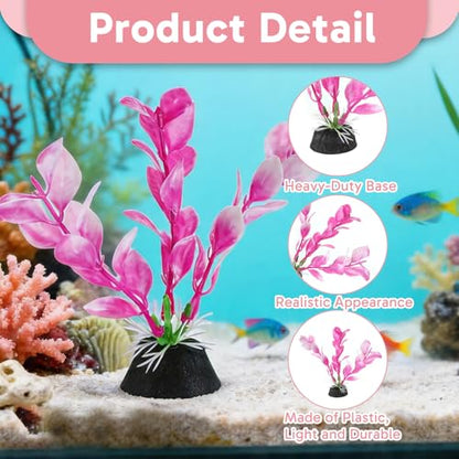 3 Pack Pink Fish Tank Decor Set, 1 Pcs Betta Hammock and 2 Pcs 4 Inch Artificial Aquarium Plants, Aquarium Accessories for Betta Fish, Shrimp and Small Fish, Ideal for Aquatic Pet Habitat