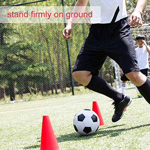 WNSC Football Marking Discs, Unbreakable PE Cone Shape 10pcs Football Cone, Improve The Controlling Ability of Football for Football Training Games for Boys(red)