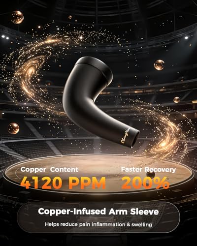 Copper Compression Arm Sleeves for Men & Women - Workout and Everyday Use - style: Black-L