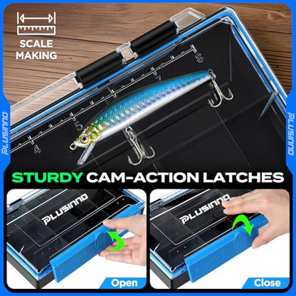 PLUSINNO Tackle Box Organizer, 1/2 Packs Waterproof Tackle Trays, Fishing Tackle Box with Removable Dividers, Fishing Box Tackle Trays and Terminal Tackle Storage - style: New -1 Pack