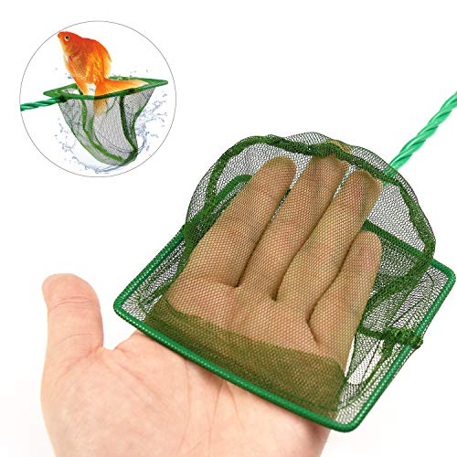 4 Pcs Aquarium Fish Net, 4 Inch Quick Catch Mesh Nylon Fishing Nets with Plastic Handle - Green