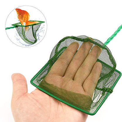 4 Pcs Aquarium Fish Net, 4 Inch Quick Catch Mesh Nylon Fishing Nets with Plastic Handle - Green
