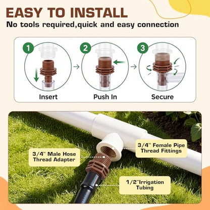 12 Pcs 3/4" Thread to 1/2" Coupling PVC to Drip Irrigation Adapter Fittings, 3/4" Male Pipe Thread(MPT) x 1/2" Barbed Drip Line Coupling Connectors - size: 3/4" Thread to 1/2" Coupling