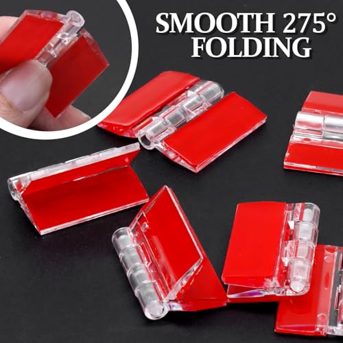 20 Pcs Acrylic Small Hinges, Self Adhesive Plastic Hinges, Clear Foldable Tools for Crafts, Aquarium Lid, Cabinet, Glass Furniture, and Display Stand (35x30mm) - size: 35x30mm