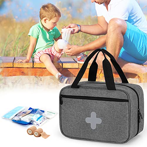 CURMIO Empty First Aid Kits Case, Portable Emergency Kit Organizer, Gray - color: Gray