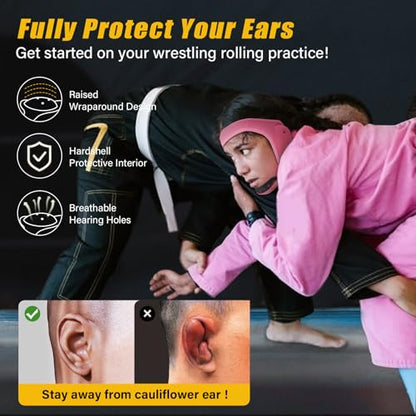 Trymaker Wrestling Headgear, Youth Wrestling Head Gear with Chin Cup | Two Size, Sorf Ear Guard, Sandwich Layer Design, Lightweight, MMA, Jiu-Jitsu, BJJ - size: L (21 1/4" - 25 1/4"), style: Pink