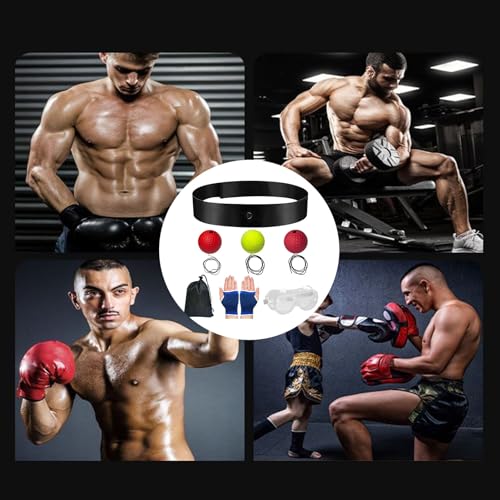 PUCHEN Box Bollen, Box Ball Game, Boxing Reflex Ball, Boxing Ball with Headband Punching Balls Equipment for, Reaction Speed,Agility, Punching Speed, Fight Skilland Hand Eye Coordination Training