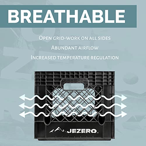 JEZERO 24 Quart 2-Pack Heavy Duty Plastic Crate | Stackable Multi-Purpose Storage Bin for Garage, Home, Office, Groceries, Outdoor, Camping & Kayaking | Black Utility Tote, 19" x 13" x 11" - style: 2-pack