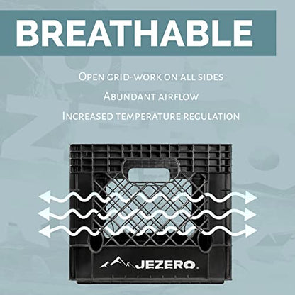 JEZERO 24 Quart 2-Pack Heavy Duty Plastic Crate | Stackable Multi-Purpose Storage Bin for Garage, Home, Office, Groceries, Outdoor, Camping & Kayaking | Black Utility Tote, 19" x 13" x 11" - style: 2-pack