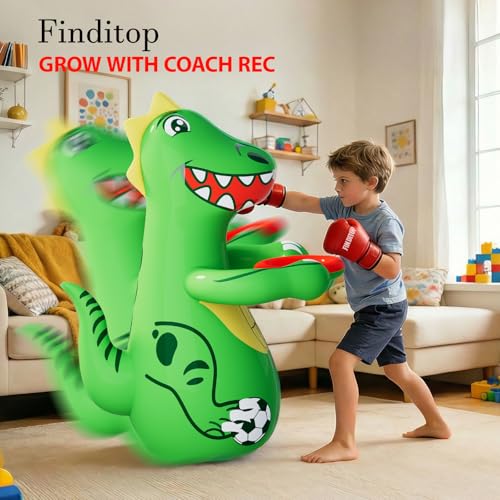Toddler Punching Bag, 47" Inflatable Dinosaur Bop Bag