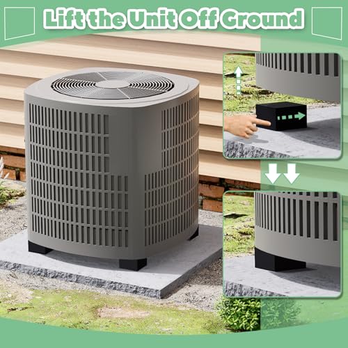4 Pack Rubber Anti Vibration Pads, 4'' X 4'' X 2" Non-Slip Vibration Isolation Pads for Central Air Conditioner Outdoor Unit, HVAC, Air Compressor, Lift the Unit Off Ground