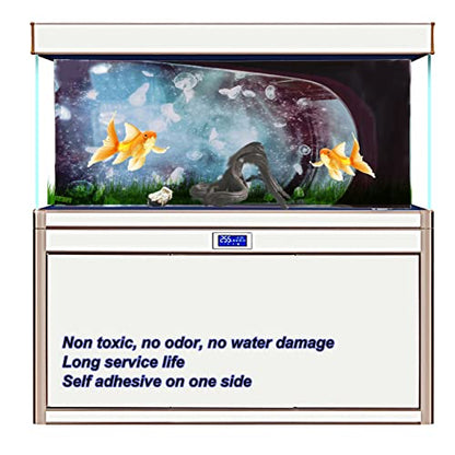 Aquarium Background PVC 3D Fish Tank Decoration, Self Adhesive Sticker with Realistic Pattern, Durable Non Background for Freshwater Saltwater Tanks (91 * 50CM) - size: 91*50CM