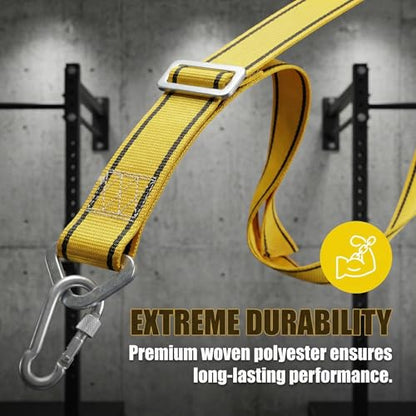 Heavy Duty Boxing Bag Hanger Strap Mount - Yellow, Supports Up to 1000lbs, Adjustable Length 40-80in, Reduces Noise, Ideal for Boxing, Muay Thai, MMA, Adults & Youth