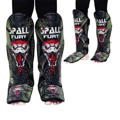 MMA Shin Instep Pad Kick Thai Pad Kick Boxing Guard Protector Leg Foot Guard(Green Black-XS)