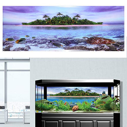 Zerodis Aquarium Background Poster, PVC Aquarium Decoration Sticker Beach Backdrop Decoration Paper 3D Effect Adhesive Decor Paper Sticker for Aquarium Background (91 * 50cm) - size: 91*50cm