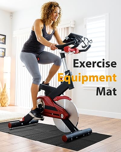 Foldable Rubber Treadmill Mat - Exercise Bike Mat with Waterproof | Non-Slip, Shock Absorption, Exercise Equipment Mat, Protect Floor, for Home Gym Workout, for Bike/Elliptical, Mat for Carpet - size: 68"L x 24"W x 0.2"Th