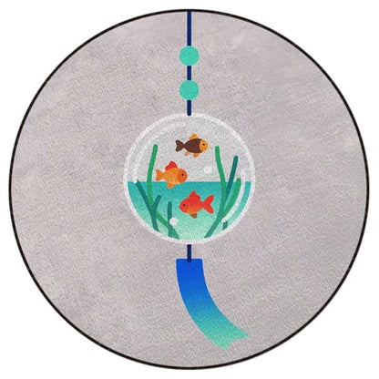 Fishbowl Chandelier Soft Round Office Chair Mat for Hardwood Floors, Windchime Aquarium Style Non-Slip Protector for Rolling Chairs,Protect The Floor from Scratches, Blue Diameter 35.4 in