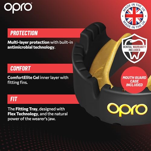 OPRO Gold Level Moldable Mouth Guard for Braces, Premium Fit (Age 10+) - color: Dark Blue/Pearl
