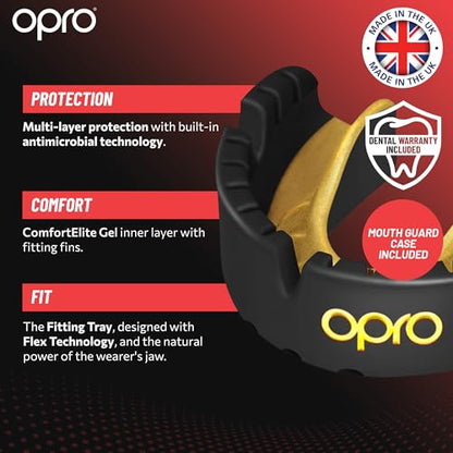OPRO Gold Level Moldable Mouth Guard for Braces, Premium Fit (Age 10+) - color: Dark Blue/Pearl