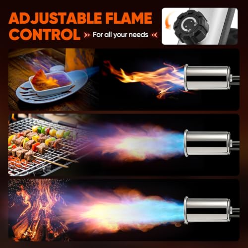 Sakerplus Propane Torch,3272°F Flame Thrower Gun with Adjustable Flame&Safety Lock,Powerful Grill&Cooking Blow Torch for Searing Steak,Sous Vide,BBQ,DIY,Campfire Charcoal Starter(Tank Not Included)