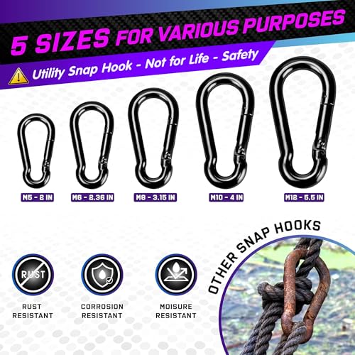 2200LB 5.5in Spring Snap Hook Carabiner Clips, Heavy-Duty Carabiners, 2Pcs - size: 2Pcs 5.5In
