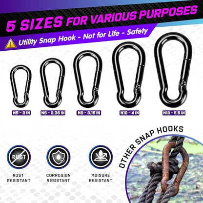 2200LB 5.5in Spring Snap Hook Carabiner Clips, Heavy-Duty Carabiners, 2Pcs - size: 2Pcs 5.5In