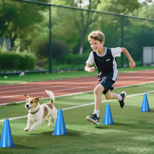 24pcs Cones 9 Inch Soccer Cones and Plastic Traffic Cones, Durable Cones for Sports Training, Ideal for Soccer, Basketball, Football, Skating, and Agility Drills Practice - color: blue