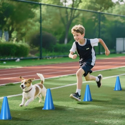 24pcs Cones 9 Inch Soccer Cones and Plastic Traffic Cones, Durable Cones for Sports Training, Ideal for Soccer, Basketball, Football, Skating, and Agility Drills Practice - color: blue